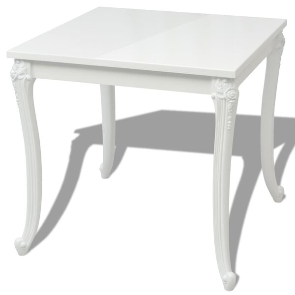 vidaXL Table à manger 80x80x76 cm blanc brillant