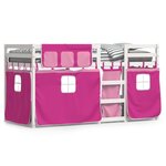 vidaXL Lit superposé avec rideaux rose 75x190 cm bois pin massif