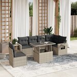 vidaXL Salon de jardin avec coussins 7 Pièces gris clair résine tressée
