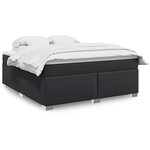 vidaXL Sommier à lattes de lit avec matelas Noir 180x200 cm Similicuir