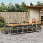 vidaXL Ensemble à manger de jardin 17 Pièces et coussins résine tressée