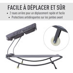 Bain de soleil 2 places lit de jardin design contemporain toit réglable 2 roulettes 2 oreillers acier époxy polyester gris