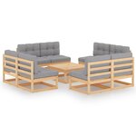 vidaXL Salon de jardin 9 Pièces avec coussins Bois de pin massif