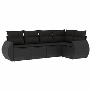 vidaXL Salon de jardin 5 Pièces avec coussins noir résine tressée