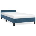 vidaXL Cadre de lit avec tête de lit Bleu foncé 100x200 cm Velours