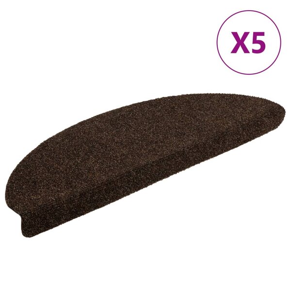 vidaXL Tapis autoadhésifs de marches 5 Pièces Marron 65x21x4cm Aiguilleté