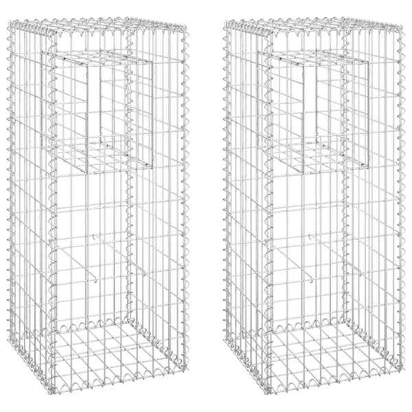 vidaXL Poteaux à panier de gabion 2 Pièces 40x40x100 cm Fer
