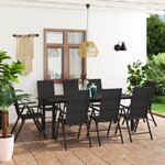 vidaXL Ensemble à manger de jardin 9 Pièces noir