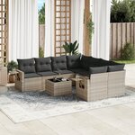 vidaXL Salon de jardin 9 Pièces avec coussins gris clair résine tressée