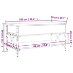 vidaXL Table basse noir 100x50x50 cm bois d'ingénierie et métal