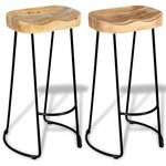vidaXL Tabourets de bar lot de 2 bois de manguier massif