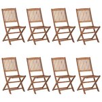 vidaXL Chaises pliables de jardin 8 Pièces avec coussins Bois d'acacia