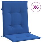 vidaXL Coussins de chaise de jardin à dossier bas lot de 6 bleu royal