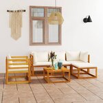 vidaXL Salon de jardin 6 Pièces avec coussin Crème Bois d'acacia solide