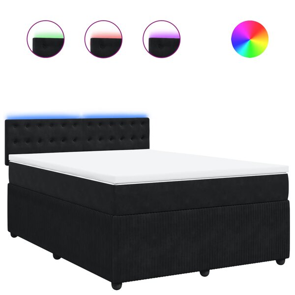 vidaXL Sommier à lattes de lit et matelas Noir 160x200 cm Velours