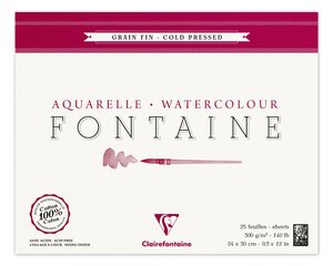 Bloc Fontaine 25F grain fin 24x30 300g encollé 4 côtés CLAIREFONTAINE