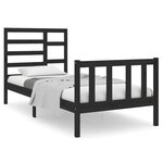 vidaXL Cadre de lit Noir Bois massif 75x190 cm Petit simple
