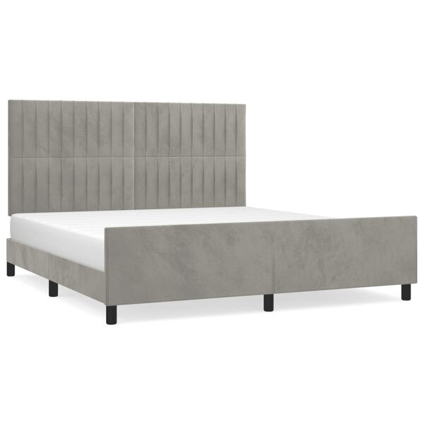 vidaXL Cadre de lit avec tête de lit Gris clair 180x200 cm Velours