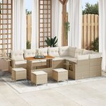 Ensemble de canapé de jardin vidaXL 13 pièces avec coussins beige poly rotin acacia