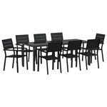 vidaXL Ensemble de salle à manger de jardin 9 pièces HDPE noir