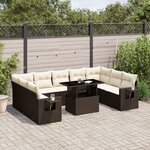 vidaXL Salon de jardin 10 Pièces avec coussins marron résine tressée