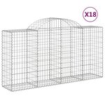 vidaXL Paniers à gabions arqués 18 Pièces 200x50x100/120 cm fer galvanisé