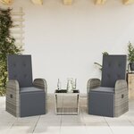 vidaXL Ensemble à manger de jardin 3 Pièces coussins gris résine tressée