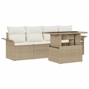 vidaXL Ensemble de canapé de jardin 5 Pièces Beige Poly Rattan