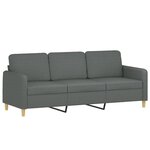 vidaXL Ensemble de canapés 3 Pièces avec coussins Gris foncé Tissu