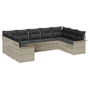vidaXL Ensemble de canapé de jardin avec coussin Gris clair polyrotin