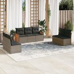 vidaXL Salon de jardin avec coussins 7 Pièces gris résine tressée