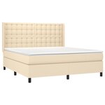 vidaXL Sommier à lattes de lit matelas et LED Crème 160x200 cm Tissu