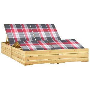 vidaXL Chaise longue double avec coussins Bois de pin imprégné