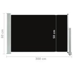 vidaXL Auvent latéral rétractable de patio 60x300 cm Noir