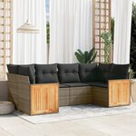 vidaXL Salon de jardin 6 Pièces avec coussins gris résine tressée
