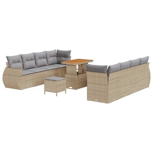 vidaXL Ensemble de canapé de jardin 11 Pièces Beige Poly rotin