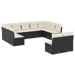 vidaXL Salon de jardin 11 Pièces avec coussins noir résine tressée