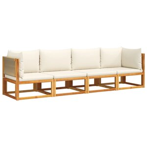 vidaXL Salon de jardin avec coussins 4 Pièces bois d'acacia massif