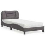vidaXL Lit avec matelas gris 90x200 cm similicuir