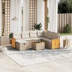 vidaXL Salon de jardin avec coussins 8 Pièces beige résine tressée