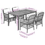 vidaXL Ensemble à manger de jardin coussins 5Pièces Noir Résine tressée