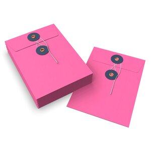 Lot de 20 enveloppes rose + bleu marine à rondelle et ficelle 162x114