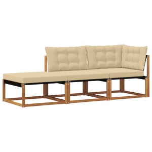vidaXL 3 pc Unités de sofa sectionnel d'extérieur Bois d'Acacia Massif