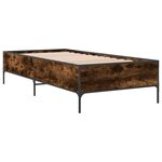 vidaXL Cadre de lit chêne fumé 75x190 cm bois d'ingénierie et métal