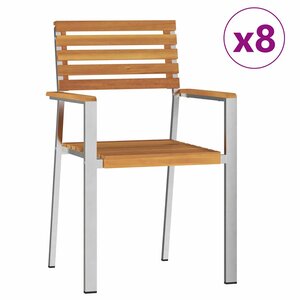 vidaXL Chaise de jardin 8 Pièces Marron Bois d'acacia massif