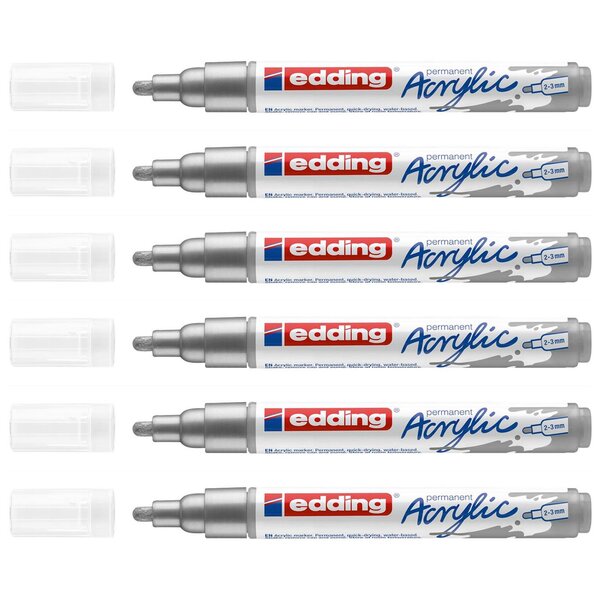 Marqueur Acrylique 5100 Argent Pointe Moyenne 2-3 mm x 6 EDDING