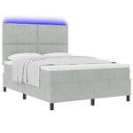 lit box spring vidaXL avec matelas et lumière LED gris clair 140x190 cm velours