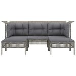 Salon de jardin meuble d'extérieur ensemble de mobilier 5 pièces avec coussins gris résine tressée 02_0016414