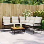 vidaXL Canapés de jardin 2 Pièces avec coussins Noir Résine tressée