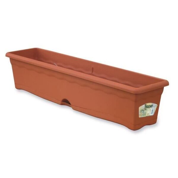 PLASTIKEN Jardiniere rectangulaire Ø 80 X 20 cm avec plateau - Terracotta